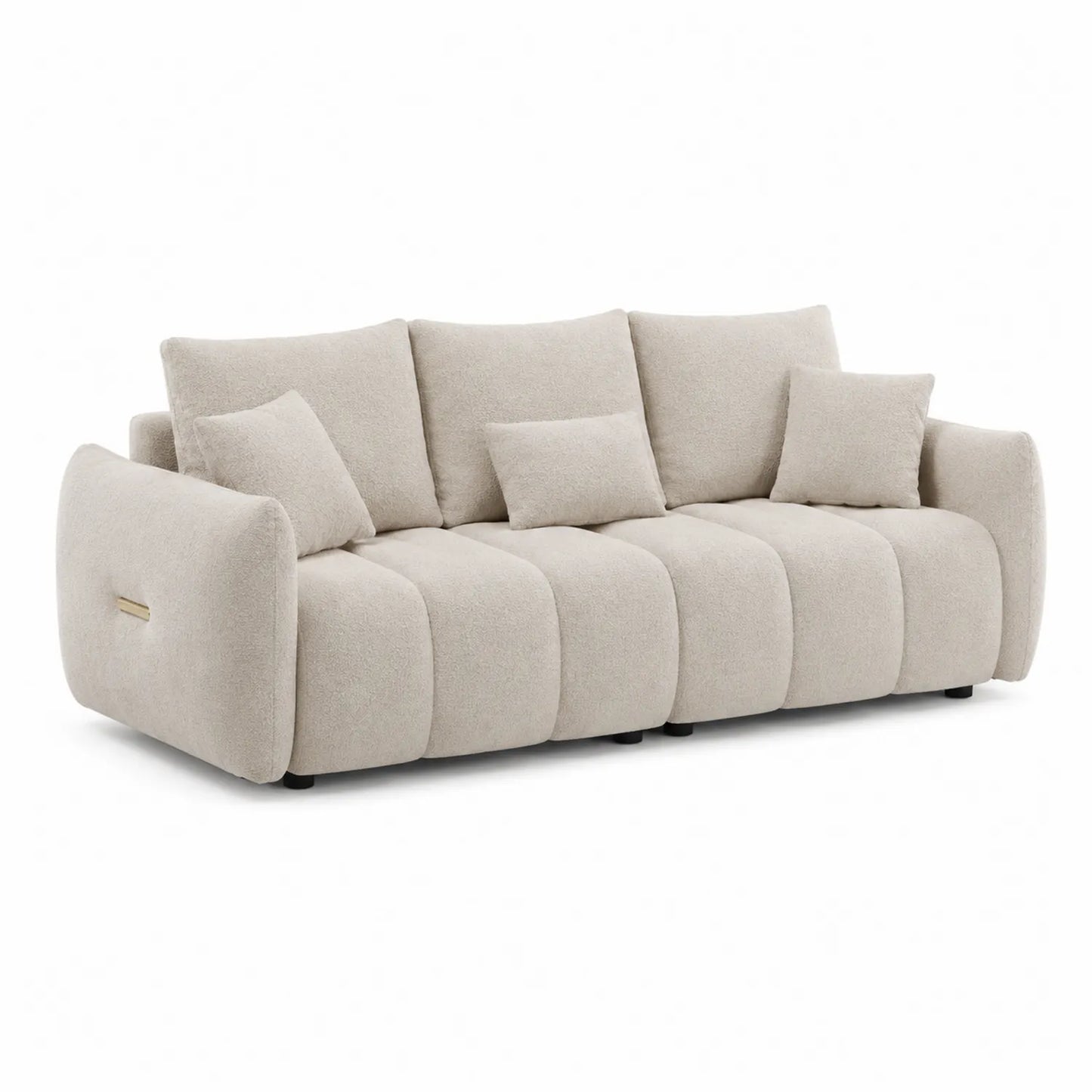 Sofá de 3 plazas en tela beige con cojines