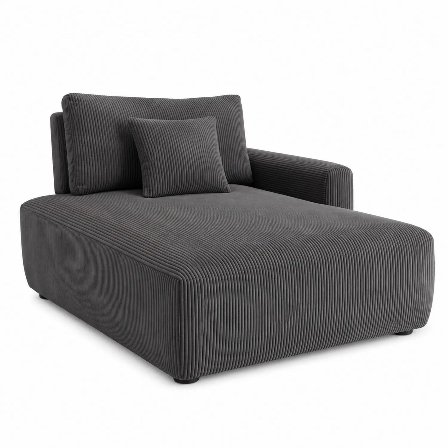 Sofá Chaise Longue de Pana Gris Oscuro 150x100x80 cm