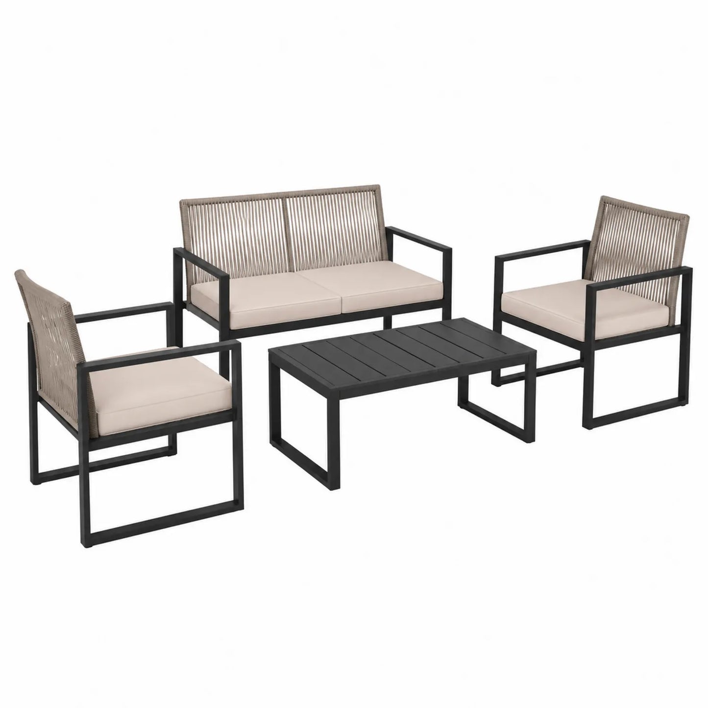 Conjunto de Muebles de Exterior con Aluminio y Cojines de Poliéster
