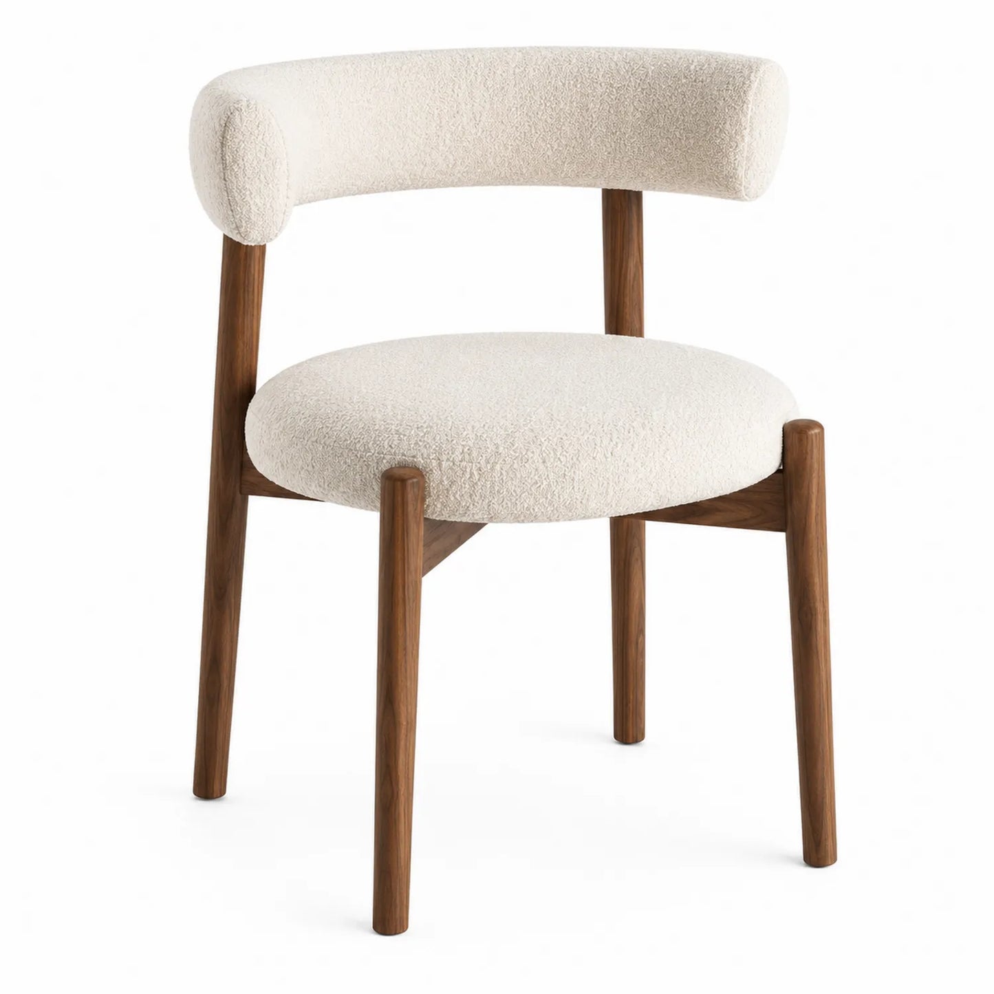 Silla de comedor de madera con tapizado de tela crema