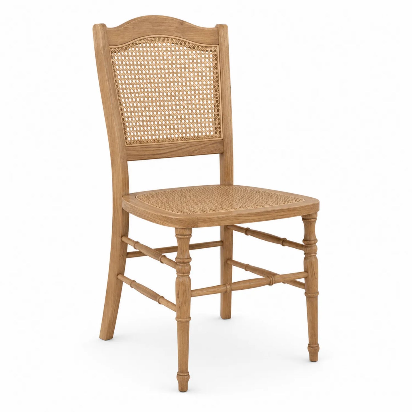 Silla de madera con asiento y respaldo de ratán