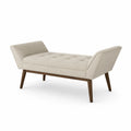 Banco tapizado de poliéster beige con base de madera