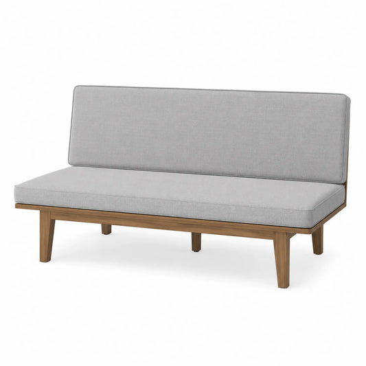 Sofá de Madera de Acacia y Tela de Poliéster Gris 180x75x70 cm