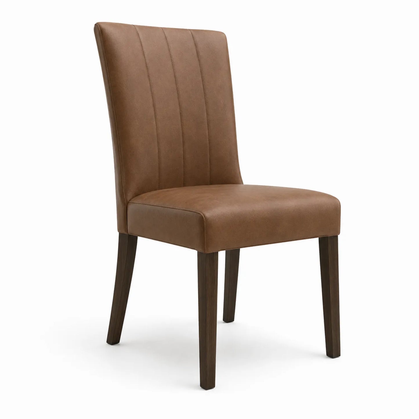 Silla de comedor cuero sintético marrón con patas de madera