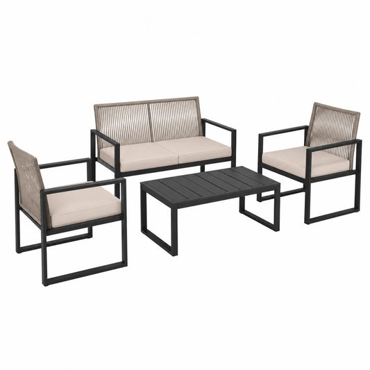 Conjunto de Muebles de Exterior con Aluminio y Cojines de Poliéster