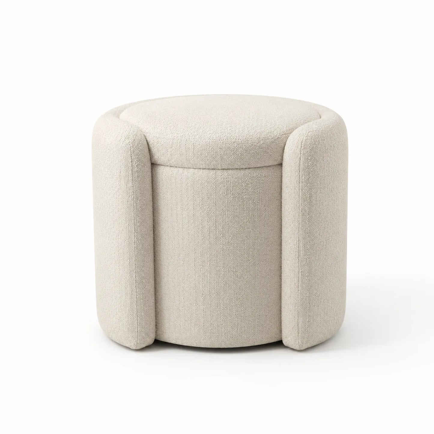 Taburete redondo tapizado en tela bouclé beige 40x40x45 cm