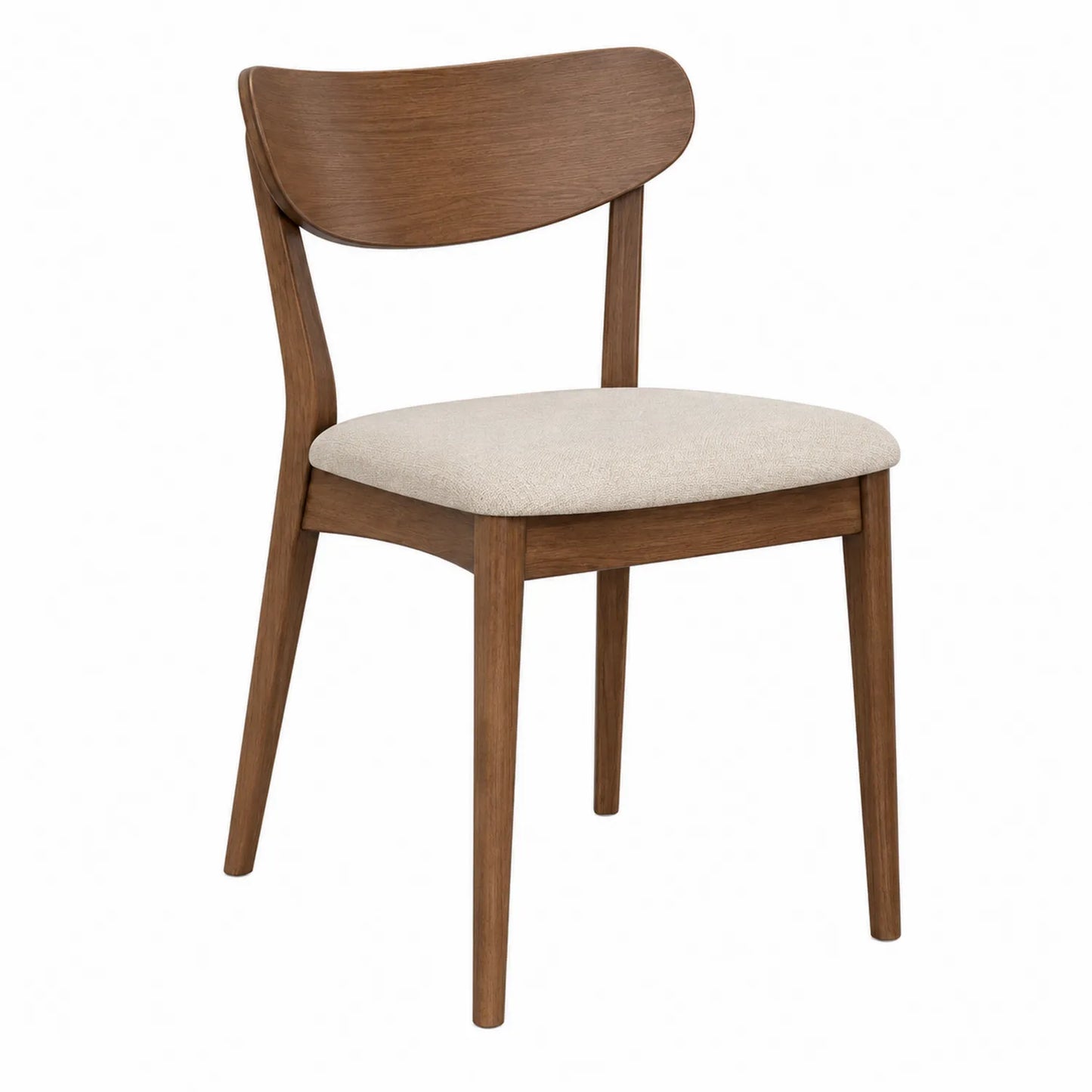 Silla de comedor de madera con asiento tapizado beige