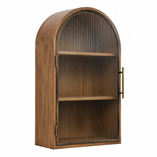 Armario de madera con puerta de vidrio arqueada 150x60x30 cm